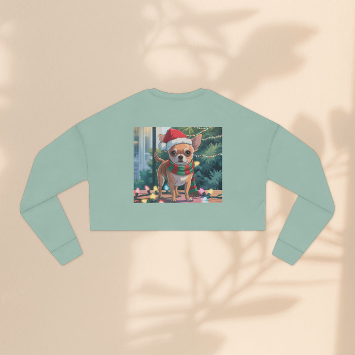 Festive Chihuahua Cropped Sweatshirt, Holiday Sweatshirt