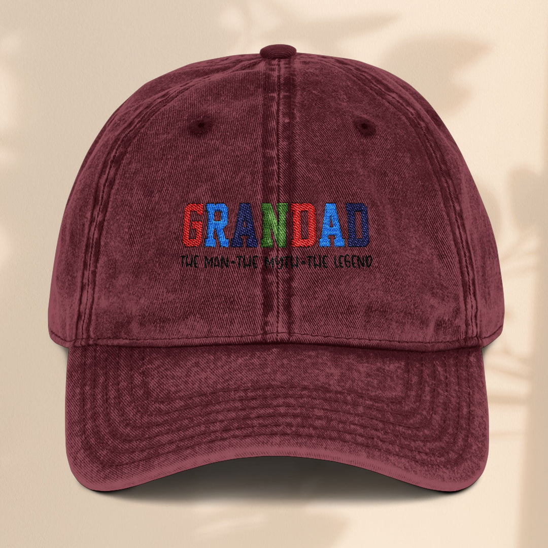 Vintage Embroidered Cap for Grandad - The Man, The Myth, The Legend