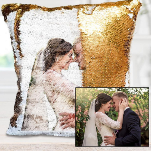 Custom Photo Sequin Cushion Cover
