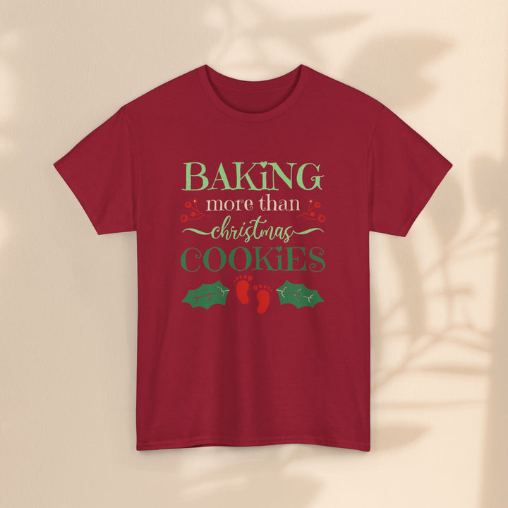 Unisex Heavy Cotton Tee - Baking More Than Christmas Cookies Pregnancy T-Shirt