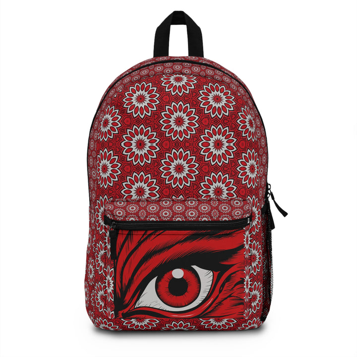 Red Eye Print Backpack - Unique Travel Bag, Floral School Backpack, Stylish Daypack, Festival Gear, Trendy Gift Idea