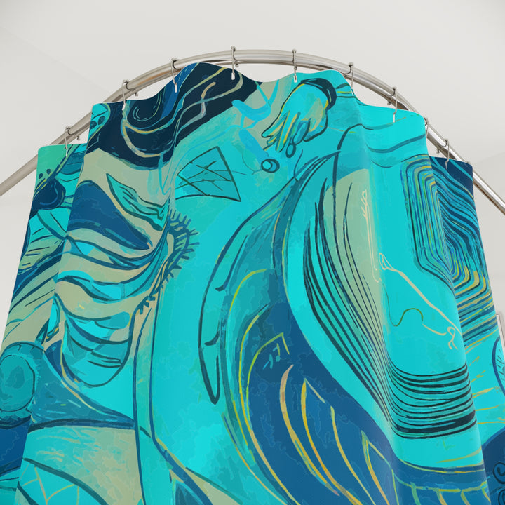 Abstract Ocean Waves Shower Curtain