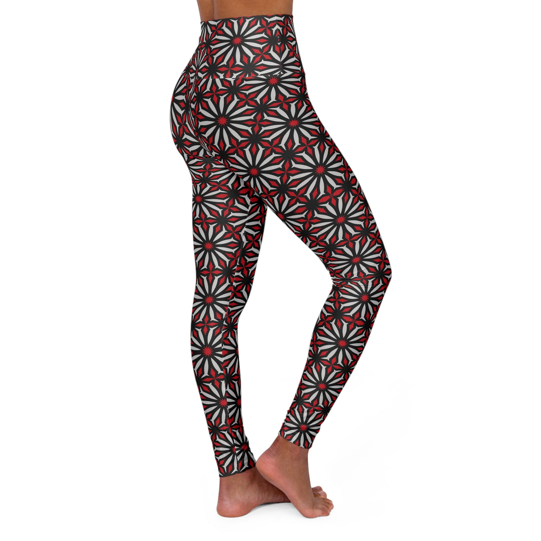 High Waisted Yoga Leggings - Geometric Elegance