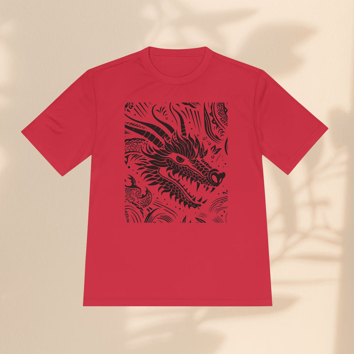 Unisex Moisture Wicking Tee - Dragon Black and White