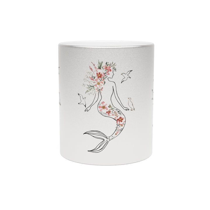 Metallic Mug (Silver\Gold) - Mermaid Silhouette