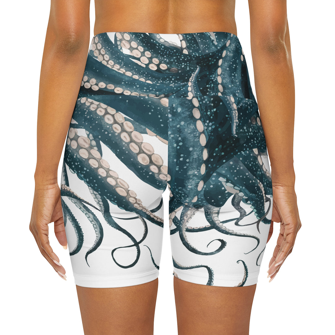 High Waisted Yoga Shorts - Octopus