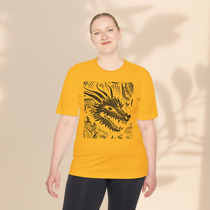 Unisex Moisture Wicking Tee - Dragon Black and White