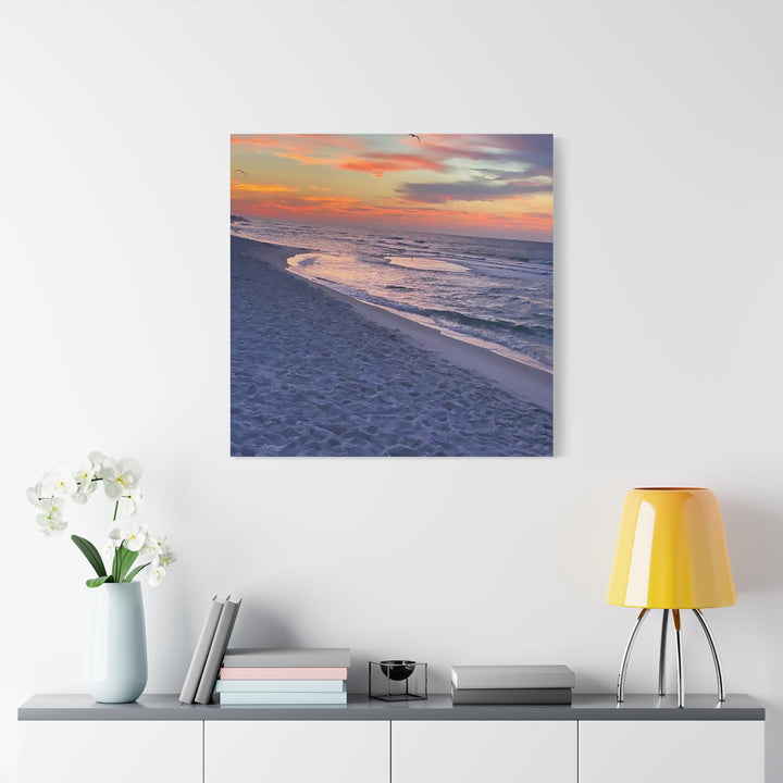 Sunset Beach Matte Stretched Canvas Print