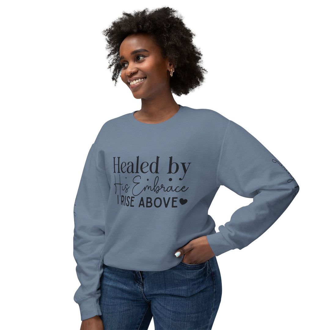 Unisex Lightweight Crewneck Sweatshirt - Healed By His Embrace