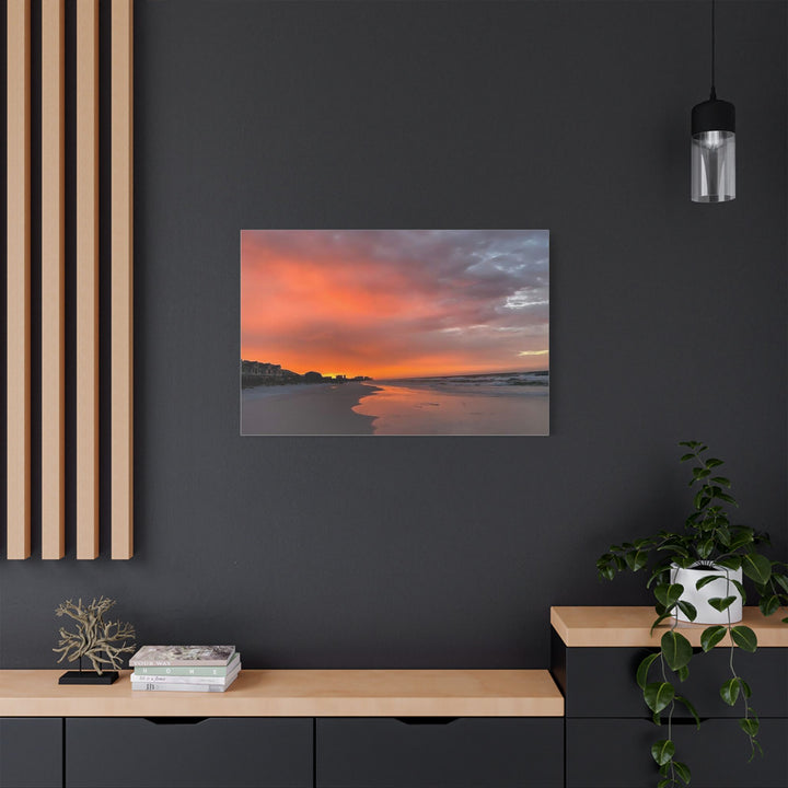 Sunset Beach Satin Stretched Canvas Wall Art