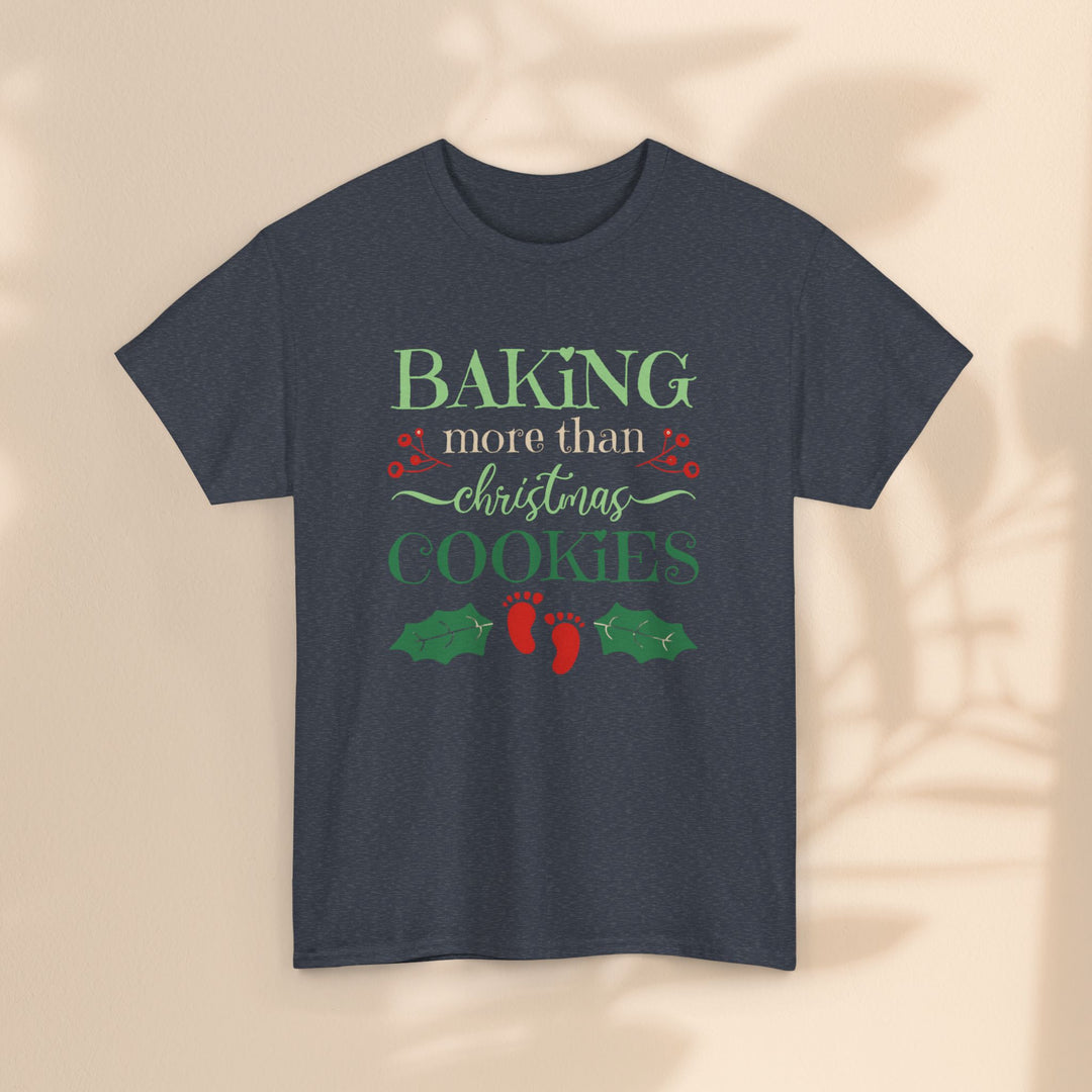 Unisex Heavy Cotton Tee - Baking More Than Christmas Cookies Pregnancy T-Shirt