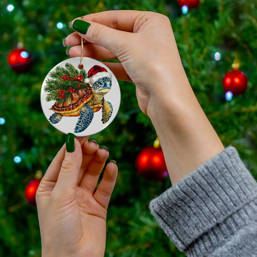 Ceramic Ornament - Sea Turtle Christmas