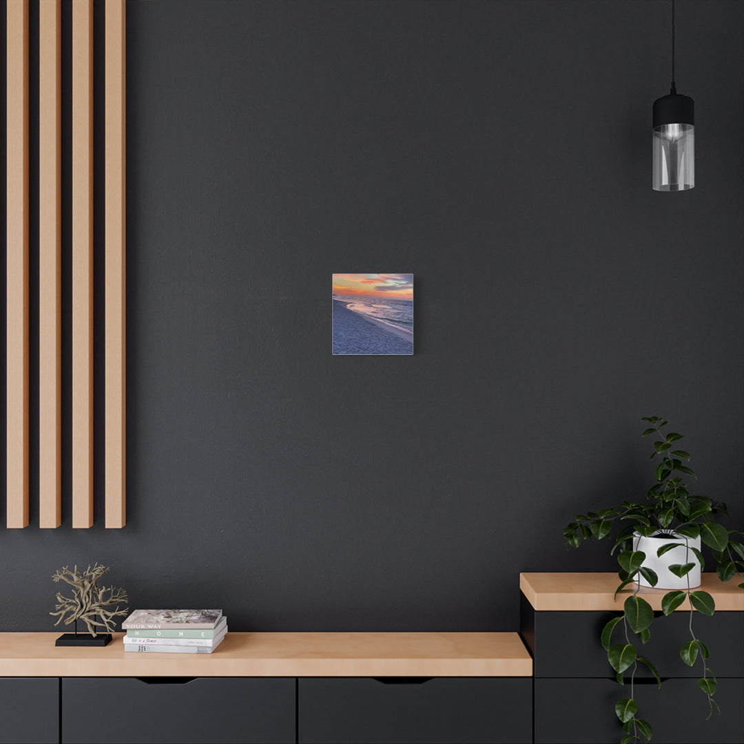 Sunset Beach Matte Stretched Canvas Print