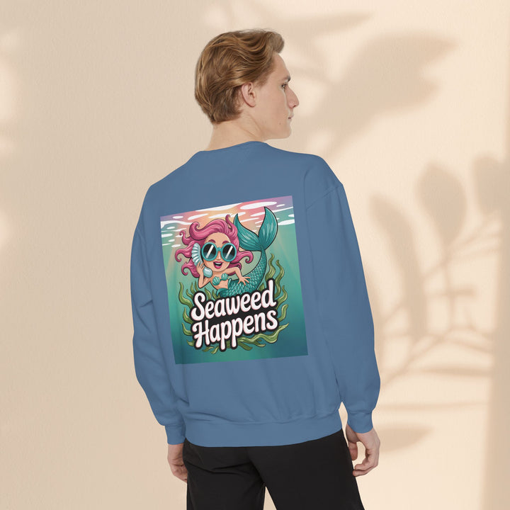 Seaweed Happens Unisex Sweatshirt, Fun Beach Apparel, Ocean Lover Gift, Stylish Casual Wear, Cozy Mermaid Sweatshirt