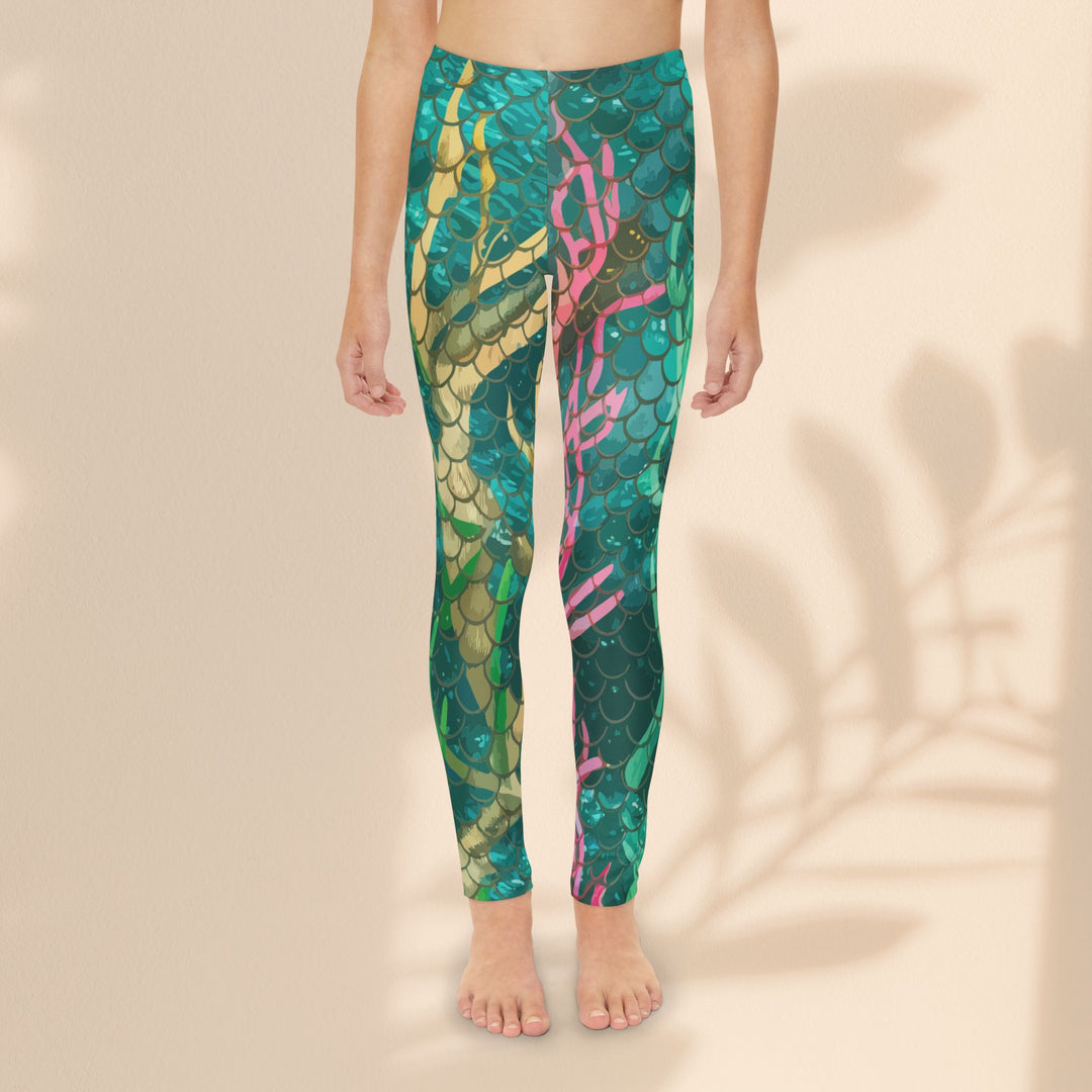 Youth Full-Length Leggings (AOP) - Mermaid Scale Net