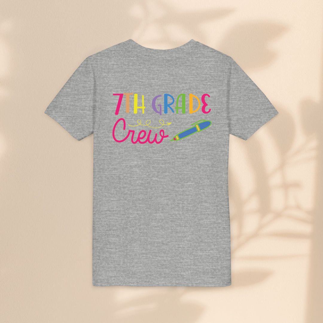 Seventh Grade Crew Tee, Fun School Spirit Shirt, Youth Fashion Top, Back to School Gift, Kids' Team Apparel, Colorful Graphic T-shirt