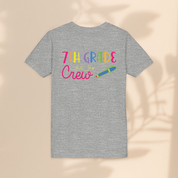 Seventh Grade Crew Tee, Fun School Spirit Shirt, Youth Fashion Top, Back to School Gift, Kids' Team Apparel, Colorful Graphic T-shirt