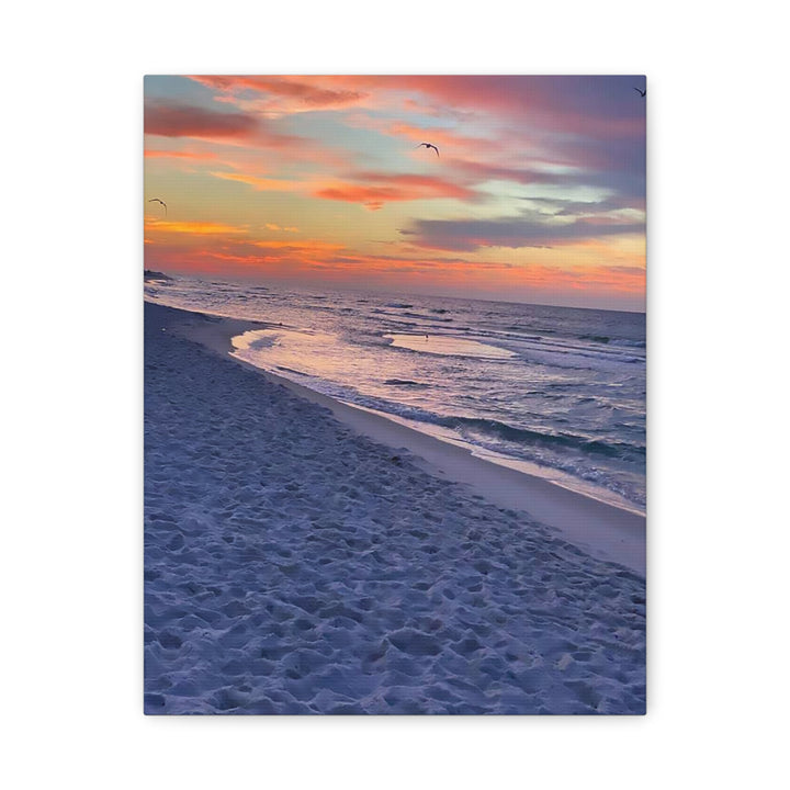 Sunset Beach Matte Stretched Canvas Print