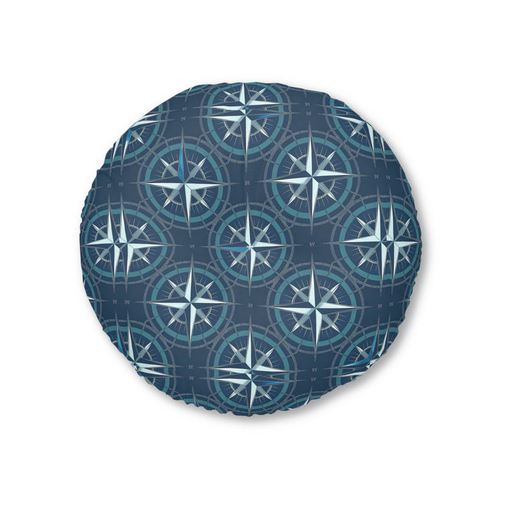 Compass Tufted Floor Pillow, Round