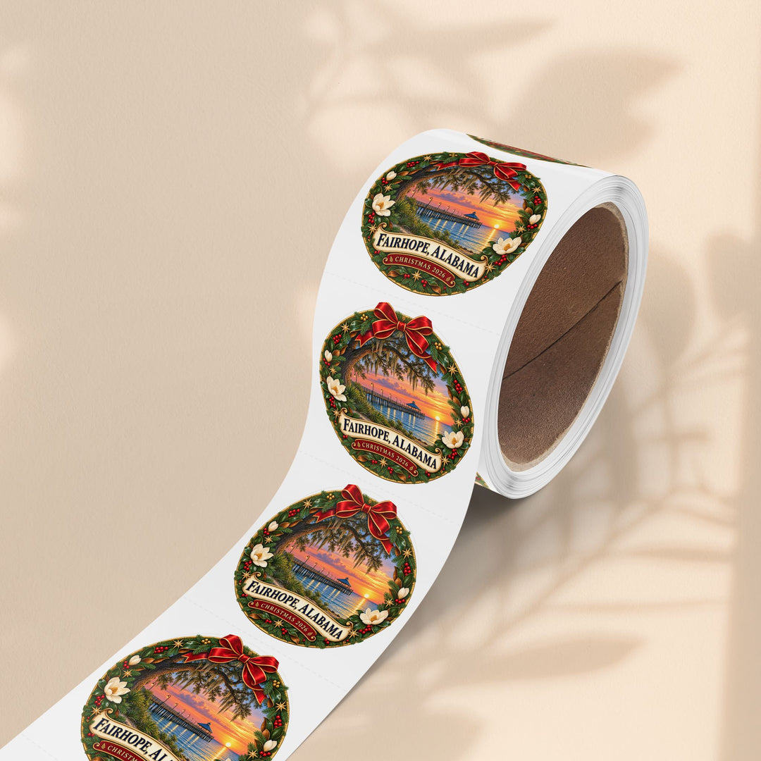 Fairhope Alabama Christmas Sticker Roll – Coastal Sunset Labels