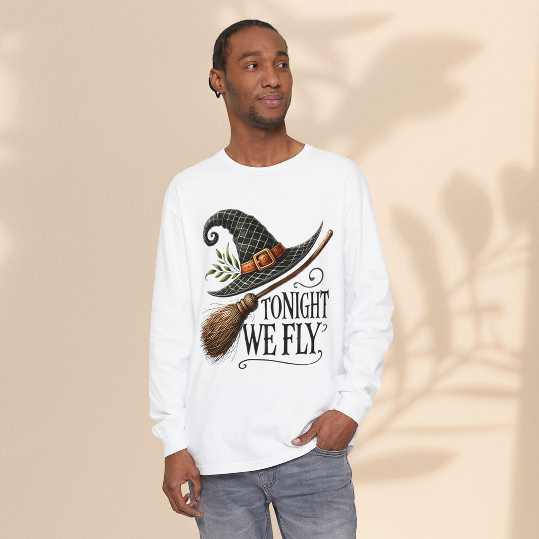 Tonight We Fly - Whimsical Witch Halloween Long Sleeve T-Shirt