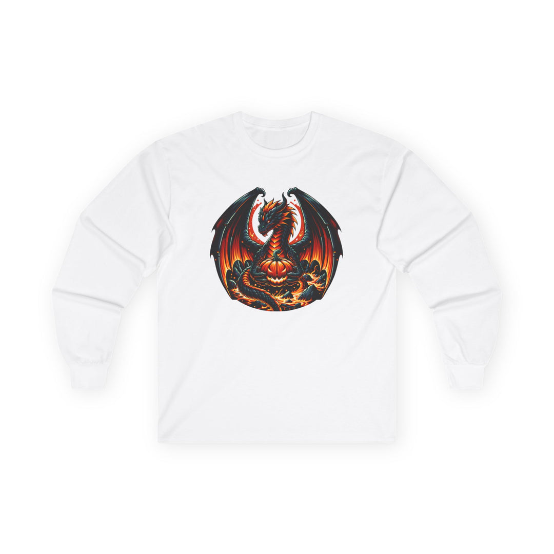 Dragon Emblem Unisex Long Sleeve Tee, Casual Streetwear, Gift for Fantasy Lovers, Halloween Apparel, Geek Culture Shirt, Cozy Graphic Tee