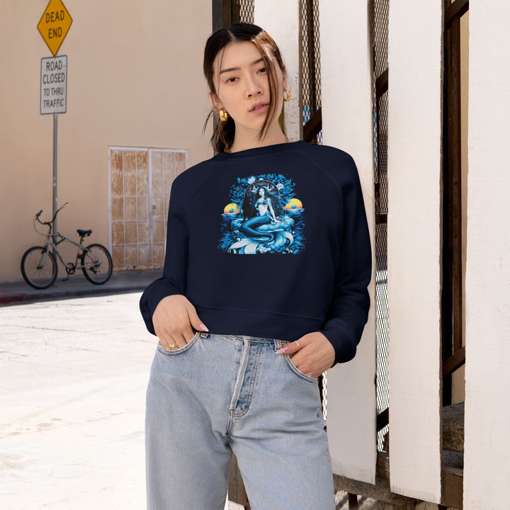 Majestic Mermaid Women's Cropped Fleece Pullover - Cozy Stylish Sweatshirt