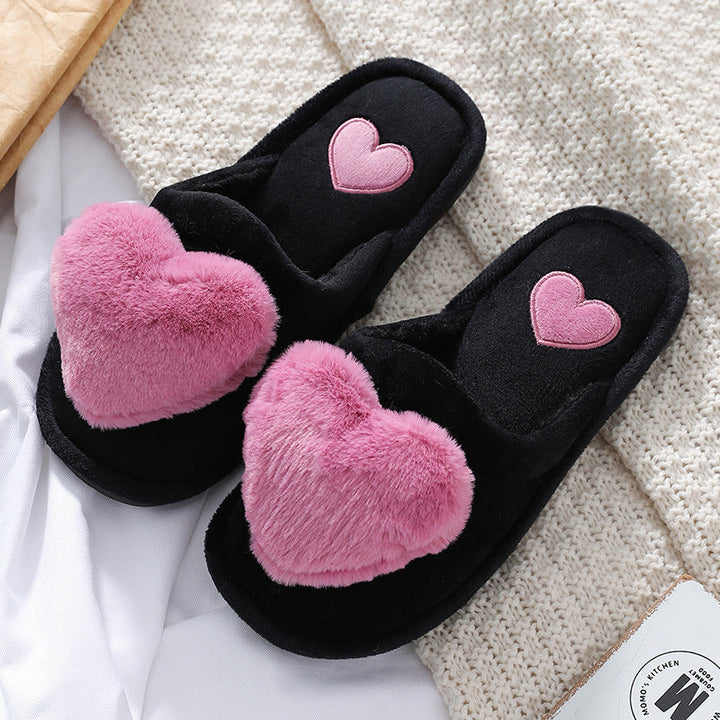 Valentine's Day Fluffy Heart Slippers | Cozy Winter House Shoes