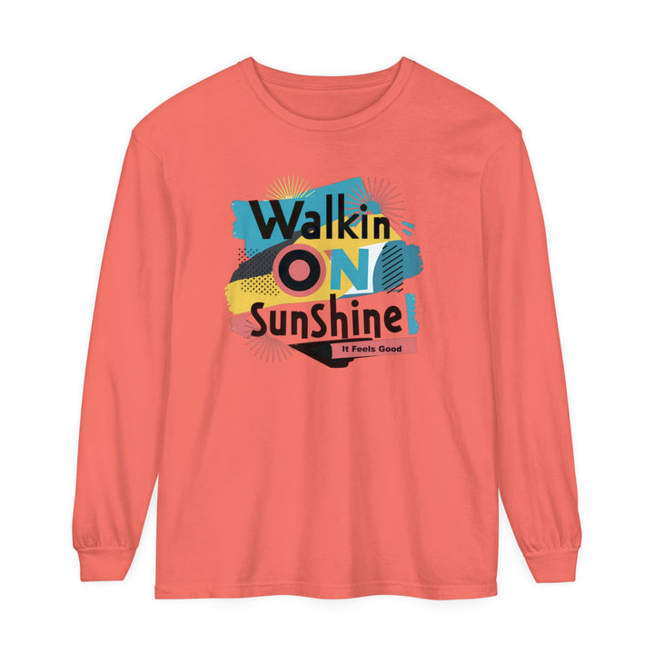 Unisex Garment-dyed Long Sleeve T-Shirt - Walking On Sunshine