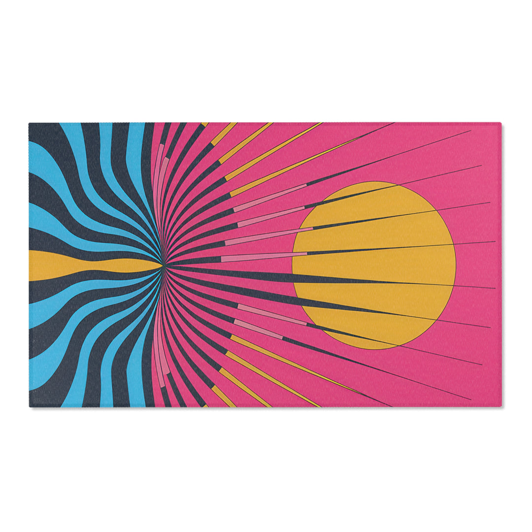 Vibrant Area Rug with Retro Sunburst Design, Hope Rising