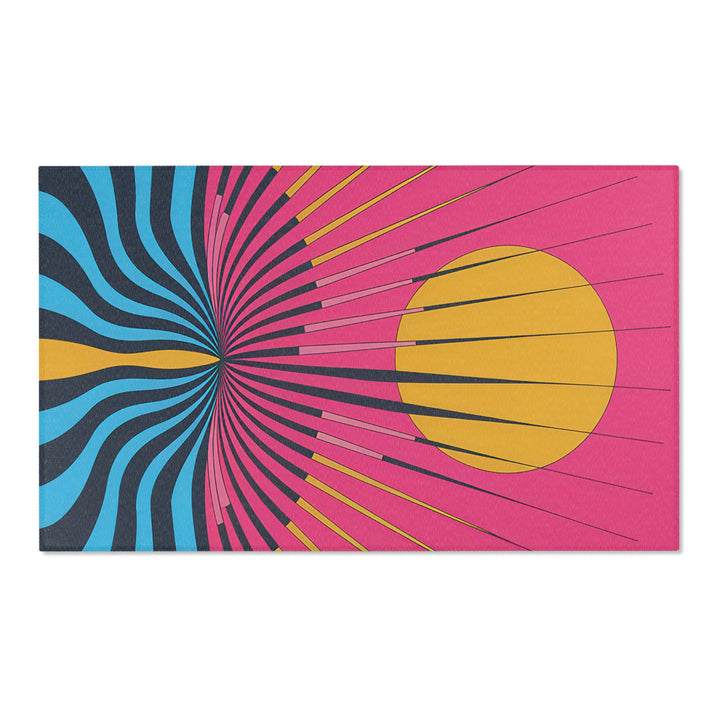 Vibrant Area Rug with Retro Sunburst Design, Hope Rising