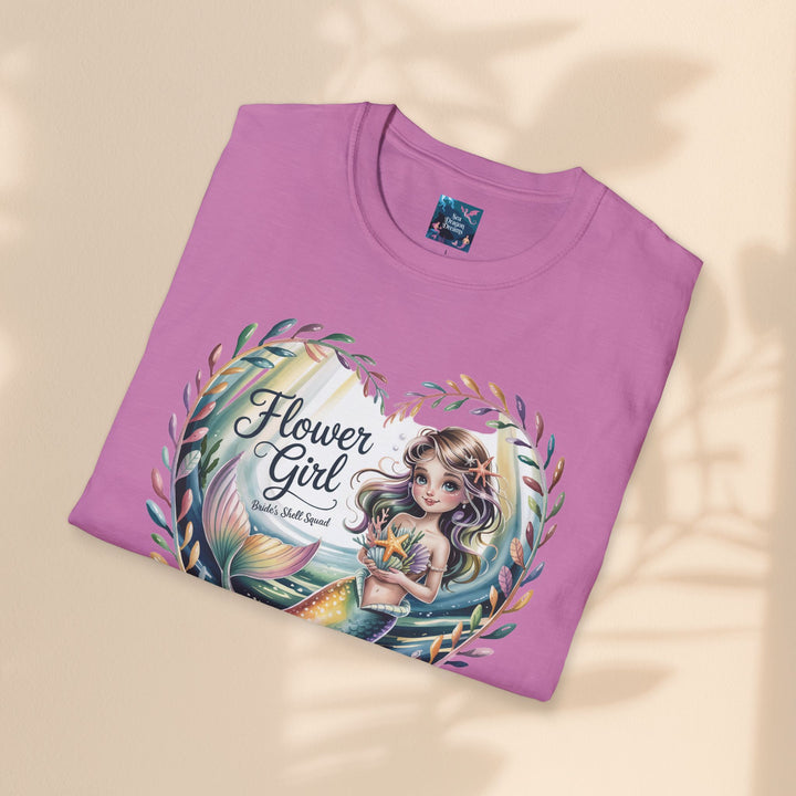 Flower Girl T-Shirt, Cute Flower Girl Apparel, Wedding Gift, Kids Birthday, Girly T-Shirt, Mermaid Design, Special Occasion