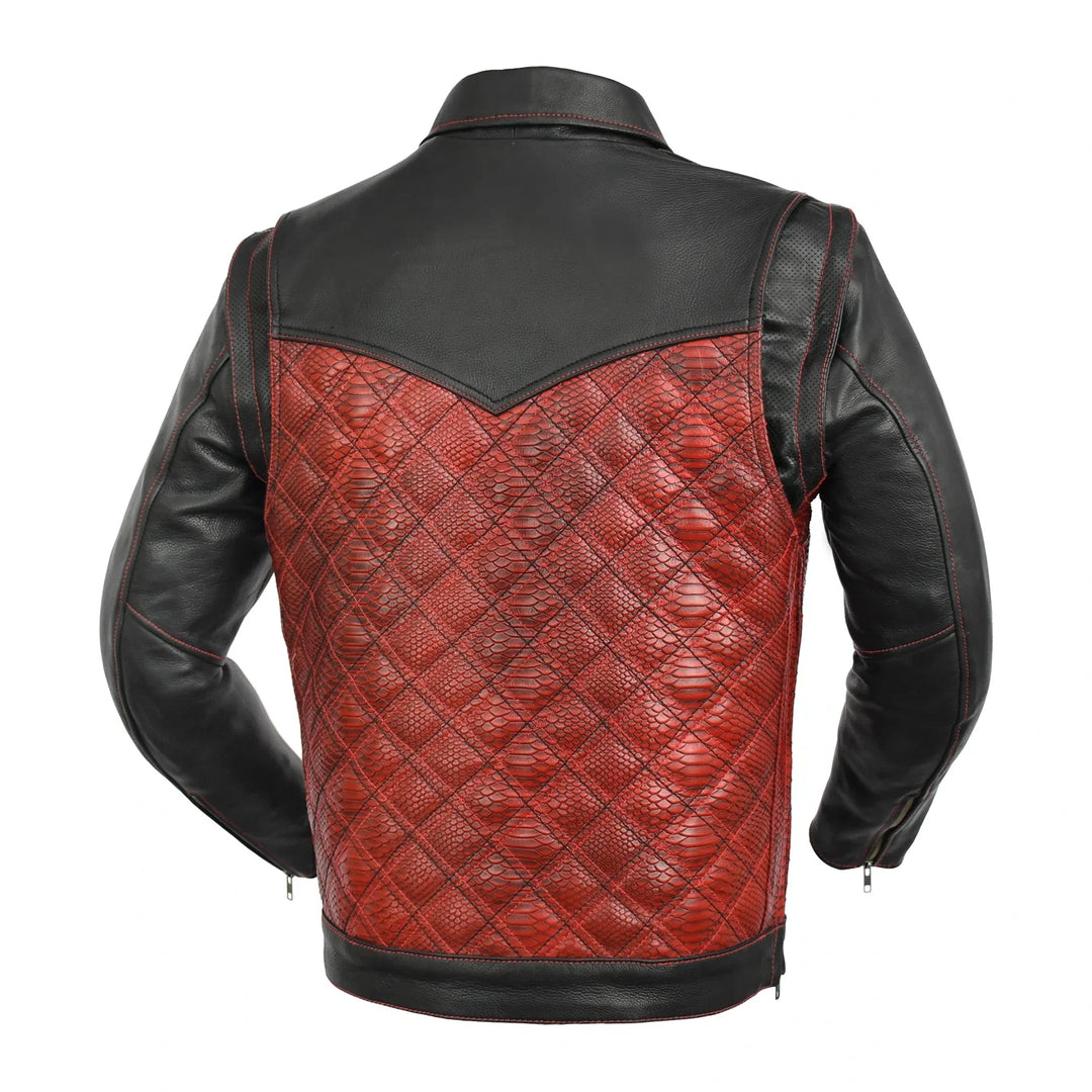 Redstrike Men’s Red & Black Leather Motorcycle Jacket