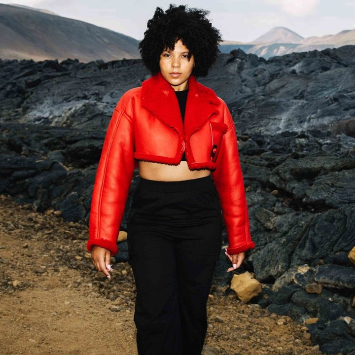 Women’s Red B3 Sheepskin Leather Aviator Bomber Jacket
