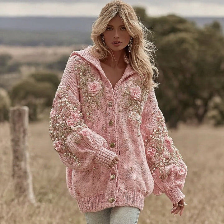Women’s Long Loose-Fit Round-Neck Knitted Cardigan
