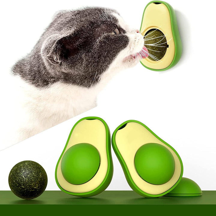 Cute Avocado Catnip and Silvervine Teeth-Cleaning Ball for Cats