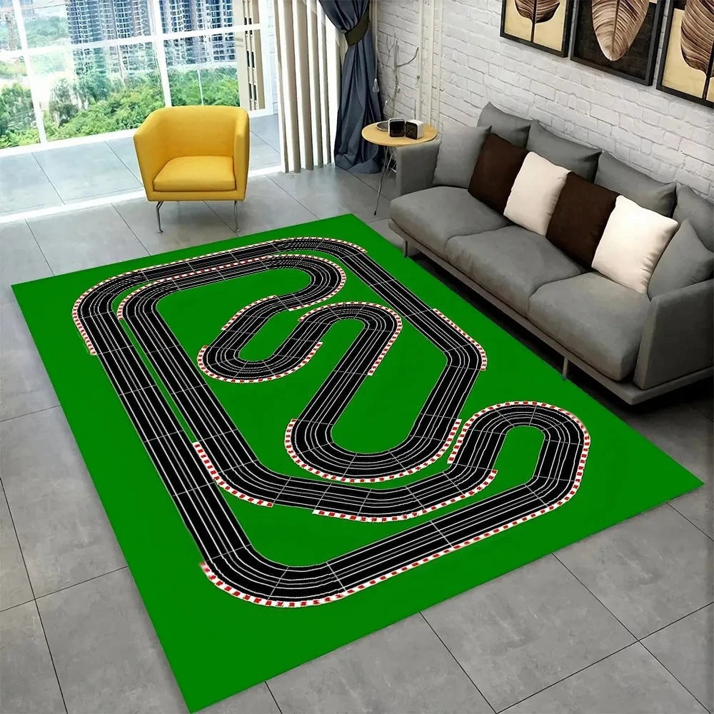 Kids’ Racing Track Flannel Playroom Rug