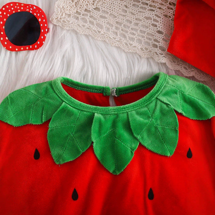 Baby Strawberry Romper and Hat 2-Piece Fall & Winter Set