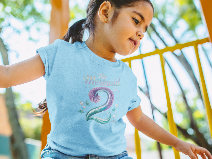 2 year old Mermaid Toddler T-Shirt | Cute Birthday Shirt, Kids Apparel, Toddler Gift, Mermaid Theme, Ocean Birthday Party