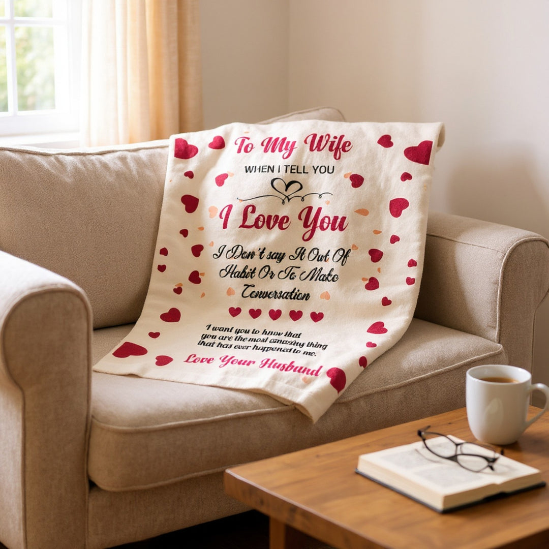Velveteen Plush Blanket - Love To My Wife