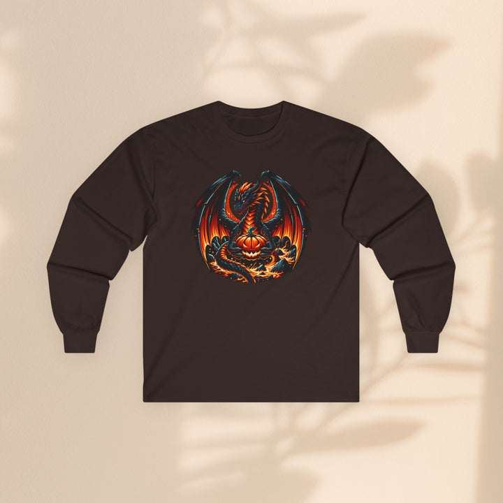 Dragon Emblem Unisex Long Sleeve Tee – Casual Fantasy Graphic Shirt for Halloween & Geek Culture