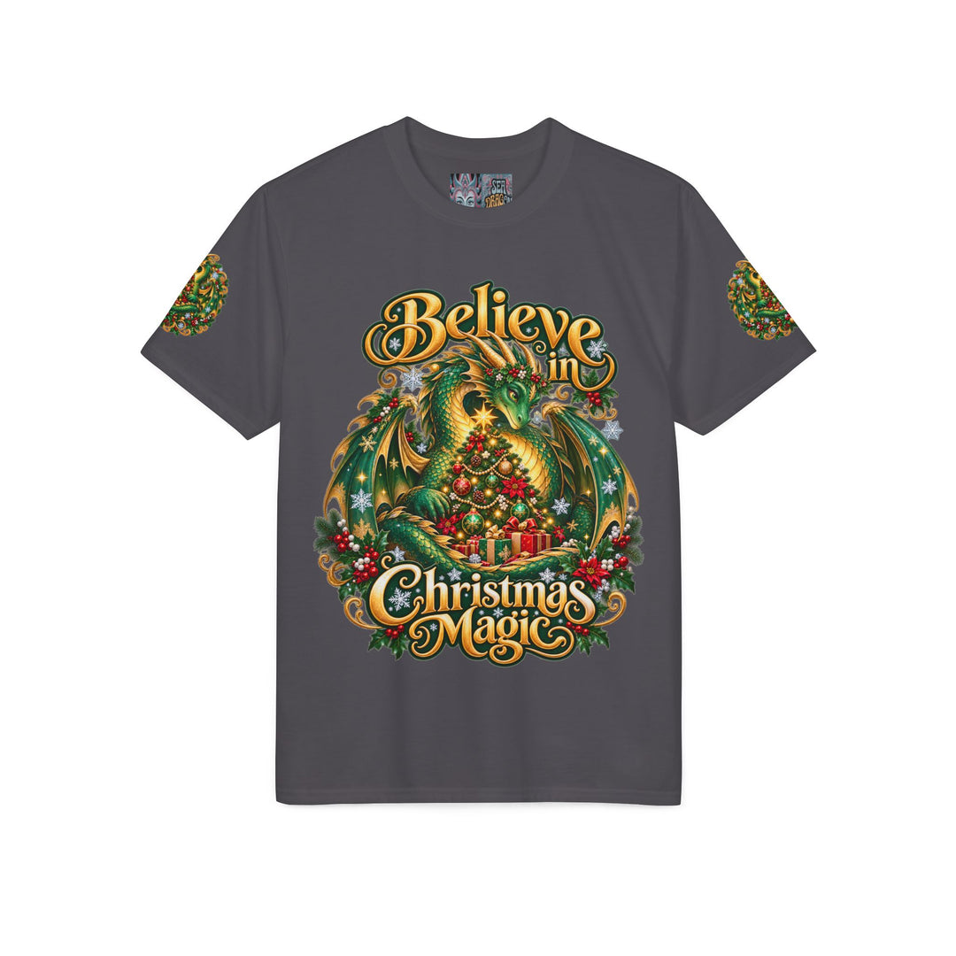 Christmas Dragon T-Shirt — "Believe in Christmas Magic" Holiday Tee
