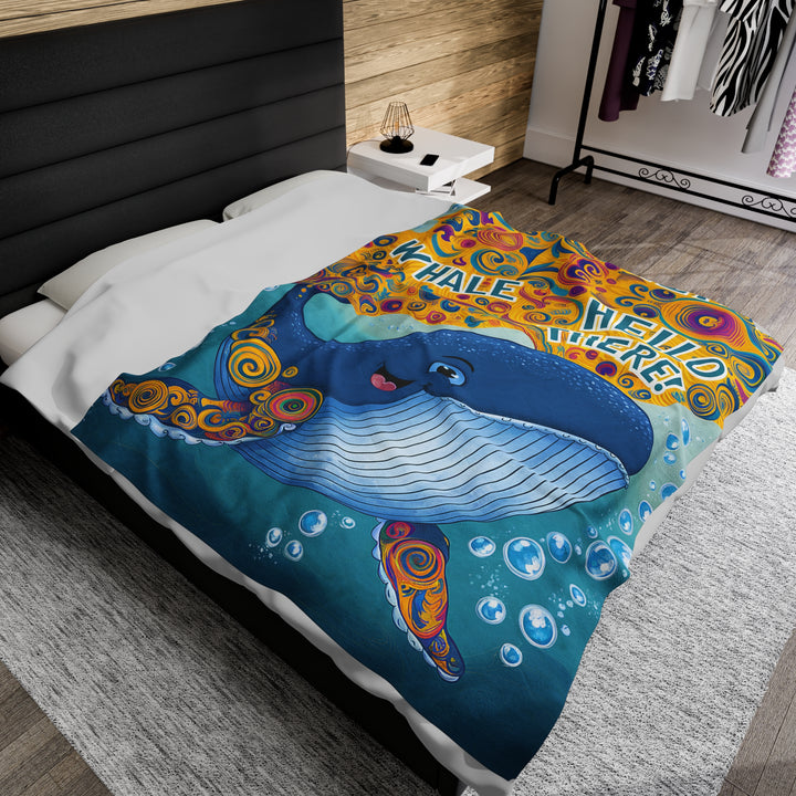 Velveteen Plush Blanket - Whale Hello There