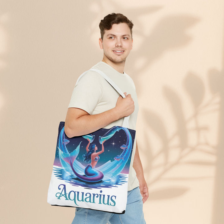 Aquarius Mermaid Tote Bag, Zodiac Gift, Astrology Tote, Women’s Bag, Beach Accessory, Stylish Carryall