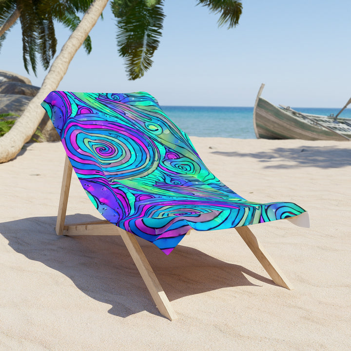 Vibrant Swirl Beach Towel, Bohemian Beach Accessory, Colorful Pool Towel, Unique Summer Gift, Perfect for Vacation or Picnic