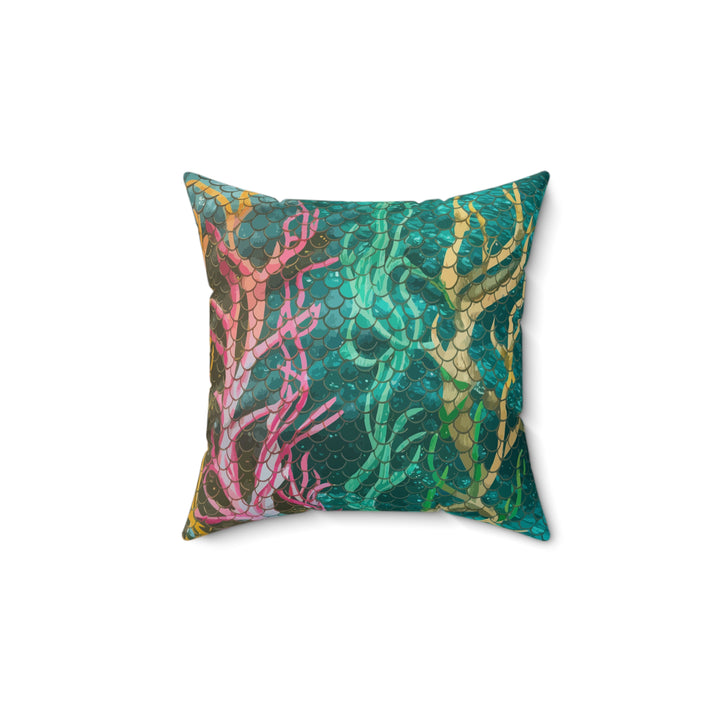 Mermaid Scale Net Faux Suede Square Pillow