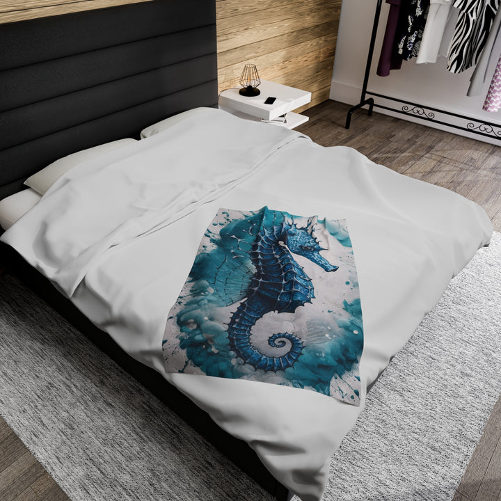 Velveteen Plush Blanket - SeaHorse