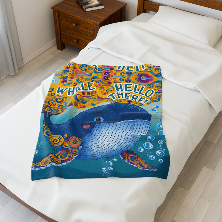 Velveteen Plush Blanket - Whale Hello There