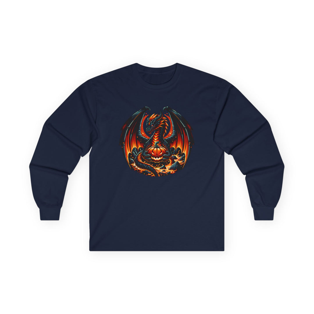 Dragon Emblem Unisex Long Sleeve Tee, Casual Streetwear, Gift for Fantasy Lovers, Halloween Apparel, Geek Culture Shirt, Cozy Graphic Tee