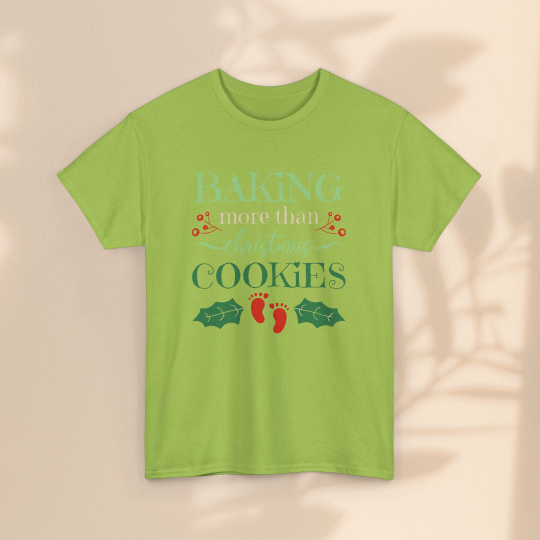 Unisex Heavy Cotton Tee - Baking More Than Christmas Cookies Pregnancy T-Shirt